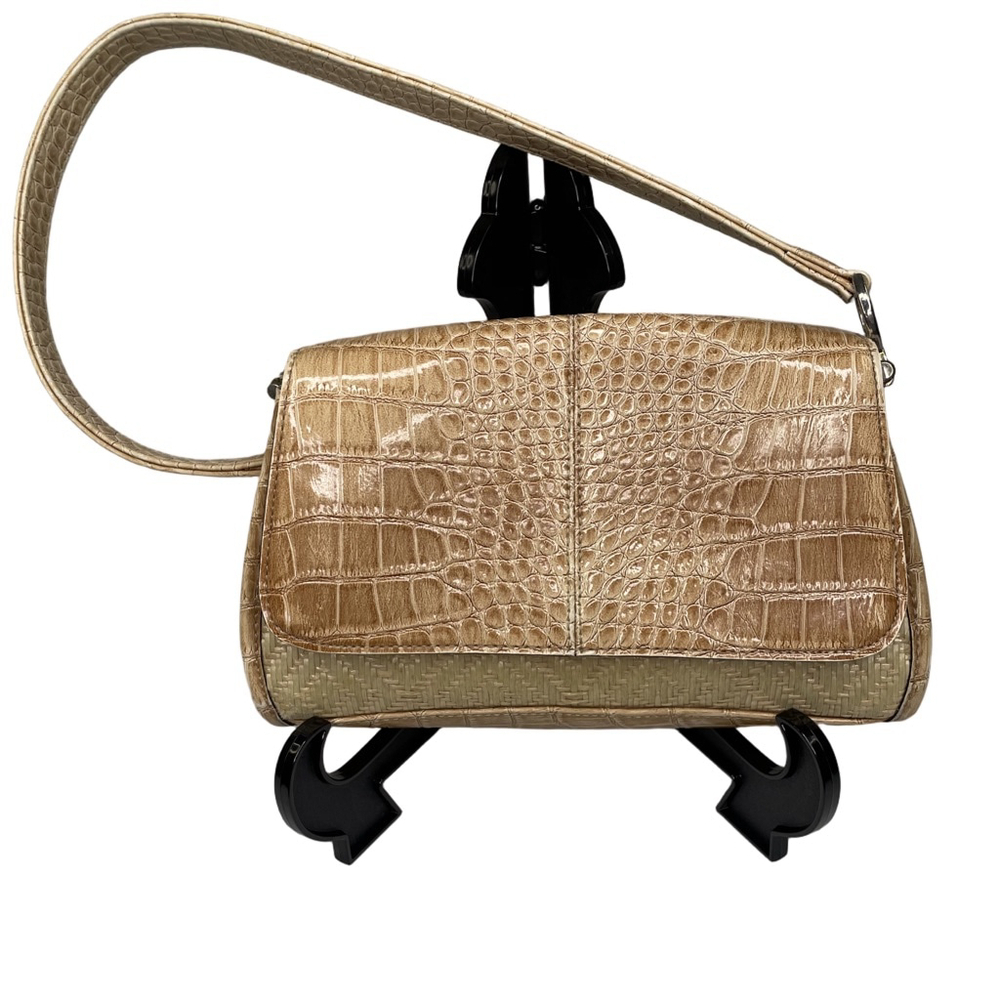 Vintage LIZ CLAIBORNE Y2K Straw Croc Mini Baguette Shoulder Purse